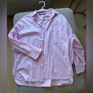 ZARA Pink Striped Button-Up Shirt – Size M 💗✨